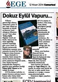 Dokuz Eylül vapuru Milliyet Ege kapağı